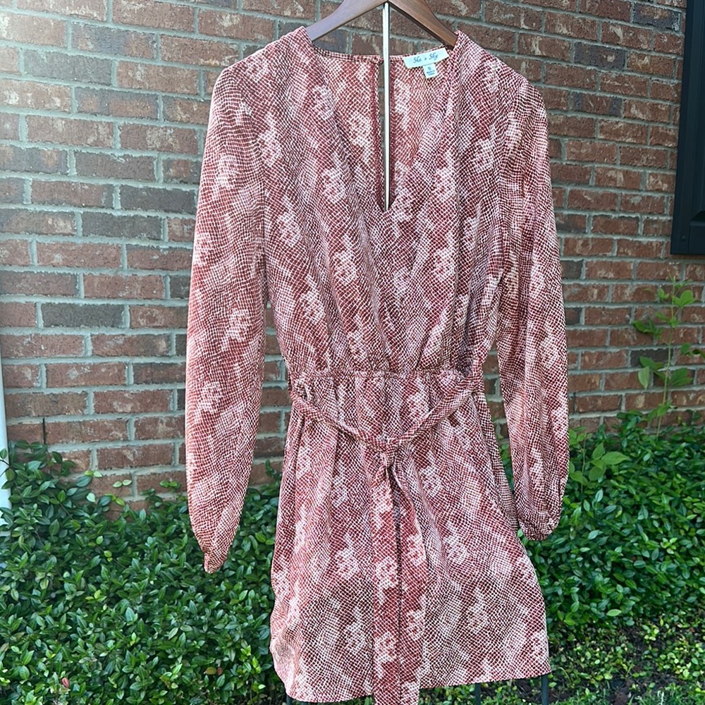 She + Sky Pink Bishop Sleeve Sundress